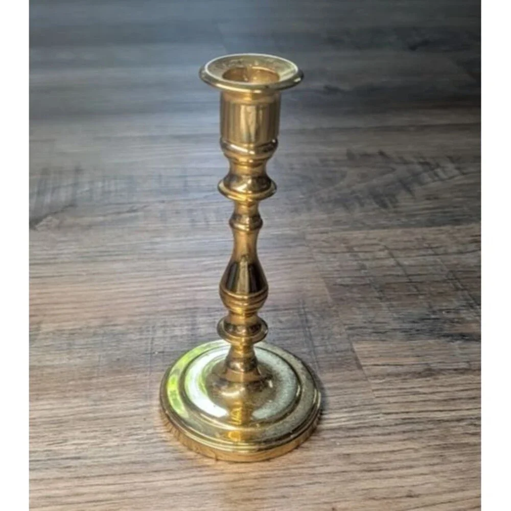 Vintage Heavy Solid Brass 7” Candlestick Holder Baluster Taper